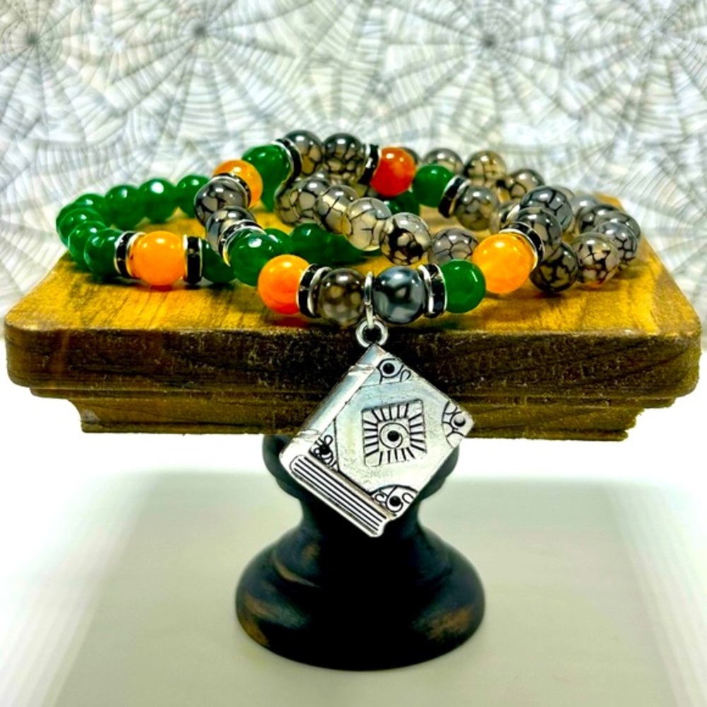 Handmade Halloween Witch Spell Book Bracelet Set!